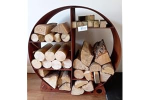 DREAMKY Iron Metal Round Log Store & Shelves Metal Log Holder Round Log Storage Small Or Large (Small)