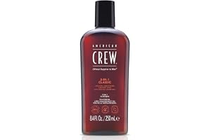 American Crew 3 in 1 Classic, Schampo, Balsam och Duschgel för Hår och Kropp (250ml), Vitaliserande och återfuktande, Klassis