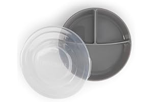Twistshake Assiette Divisée – Vaisselle pour Bébé avec Couvercle Hermétique – Plateau de Sevrage Sans BPA – Accessoire d’Alimentation en 3 Compartiments – Essentiel Nouveau-Né – Gris