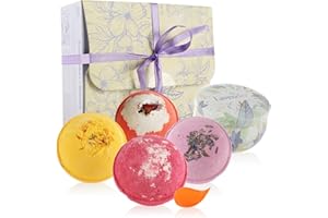 ‎ROBIN GOODS Robin Goods® 5-teiliges Badekugeln-Set - Sojawachskerze - Badebomben zum Entspannen - Geschenkset für Muttertag, Valentinstag und Geburtstag (4 Stück - mit Duftkerze)