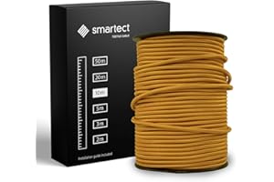 smartect Cavo Elettrico Tessile Oro, 10 Metri Filo Elettrico Vintage, Tripolare (3 x 0.75mm²) Cavo Elettrico Rivestito in Tessuto per Fai da Te