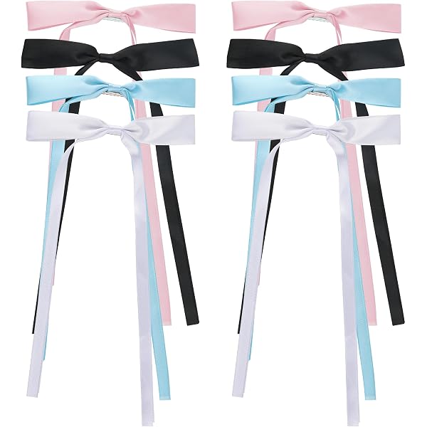 10x Haarschleifen Mit Quaste – In 10 Farben, Aus Satin, Mit Metall-Clip Für Pferdeschwanz & Deko