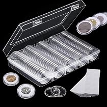 Pack De 100 Cápsulas Para Monedas De 25 Mm – Transparentes Con Caja De Almacenamiento, Ideales Para Monedas Conmemorativas De 2 Euros