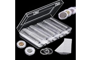 Bakiauli 100 Pièces Rangements pour Pièces de Monnaie, Boîte de Collection de Pièces de Monnaie Transparente avec Joint en Mousse pour Rangement Pieces de Monnaie