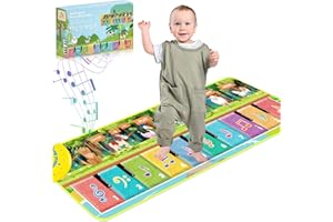 NCKIHRKK Mata fortepianowa dla dzieci z 7 zwierzętami, mata do tańca muzycznego z klawiaturą, mata do zabawy z muzyką, zabawka dla niemowląt, prezent dla dzieci 3, 4, 5 lat, chłopcy dziewczęta
