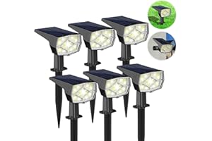 VOLISUN Lot de 6 Spot Solaire Exterieur, 64 LED 3 Modes Lampe Solaire Exterieur Jardin, IP65 Étanche Projecteur Solaire Exterieur Pour Jardin, Cour, Allée, Chemin(Blanc Froid)