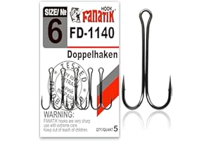 FANATIK Doppio ami da Pesca Double FD-1140 Misure 8, 7, 6, 4, 2, 1, 1/0, 2/0, 3/0 Ganci per Gomma Esche Offset Jig Hook for Soft Baits Lures Fanatic Amo Gancio