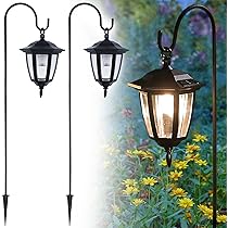 Dynaming Confezione da 4 luci solari da appendere per esterni, lanterne decorative da giardino a energia solare con ganci da pastore da 10 x 96 cm, illuminazione impermeabile per prato, patio
