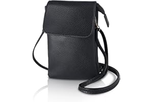 Firtink Leather Crossbody Phone Bag Black Phone Bag Small Cross Body Shoulder Bag 4 Layer Wallet Purse With Magnetic Clamshell For Women Girls