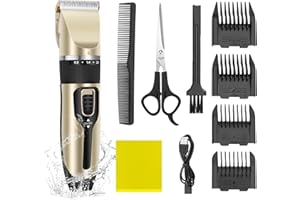 HSHA Tondeuse à cheveux professionnelle tout-en-1 - Tondeuse à barbe pour homme - Tondeuse de précision sans fil - Tondeuse à poils longs - 90 min - Lame tranchante à ultrasons - Tondeuse pour cheveux