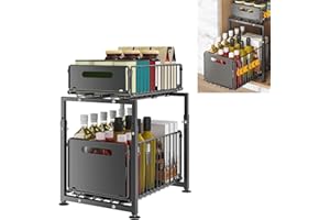 Armadio portaoggetti da cucina Gebrazy con 2 livelli, organizer in metallo sotto il lavandino, per bagno o dispensa