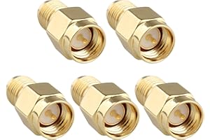 Jopto 5 Piezas Adaptador de Conector Convertidor SMA Macho (Pin) a RP-SMA Hembra (Pin) de Antena Enchufe coaxial coaxil