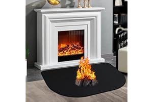 VAUKI Feuerfeste Kaminmatte 80x50 cm - Extra große Funkenschutzplatte & feuerfeste Unterlage aus robustem Material für Kaminofen, Kamin, Feuerstelle und Grills - Schutz vor Funken, Hitze und Asche, Schwarz
