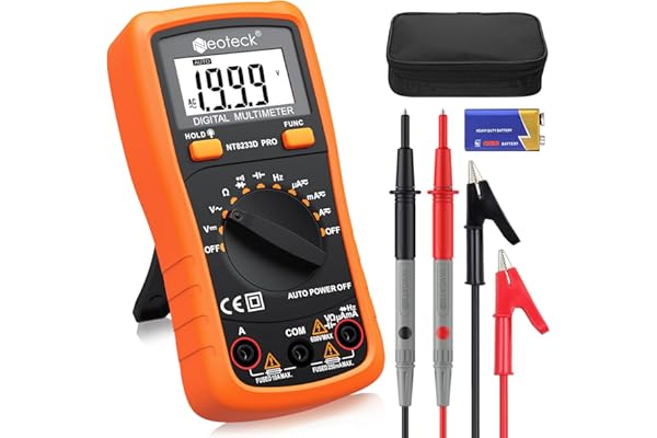 Neoteck 2000 Comptes Multimètre Numérique Auto Range AC/DC – Testeur Électrique CAT III 1000V, Tension Courant Ohm Capacité Fréquence Continuité Diode Transistor, Écran LCD Rétroéclairé