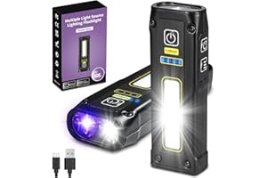 ‎DARKBEAM DARKBEAM UV Taschenlampe 395nm Schwarzlicht, LED EDC Taschenlampen hohe Lumen USB-C wiederaufladbare Woods Lampe, Mini Magnetic COB Rotlicht - Notstrom - Urin, Skorpion-Detektor, Aushärten von Harz
