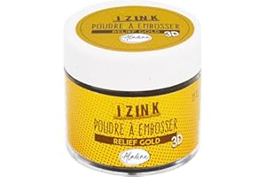 Aladine - Poudre à Embosser Izink Gold - Embossing - Effet Volume 3D pour Scrapbooking et Carterie Créative - Scrap en Relief Couleur Or - Pot de 25 ml