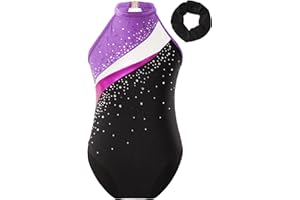 TTAO Kinder Mädchen Ärmellos Gymnastik Trikot mit Haarband Trikotanzug Tanz Gymnastik Training Dancewear Gymnastikbody Gymnastikanzug