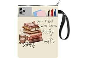 CRASPIRE Coffee Books Sleeve Washable Book Covers Zipper Double Side Cloth Pouch Paperback Protector Bag with Handle Pocket 11.02 X 8.66 Inch Hardcover Sleeves for Notebook Journal Textbooks Lovers