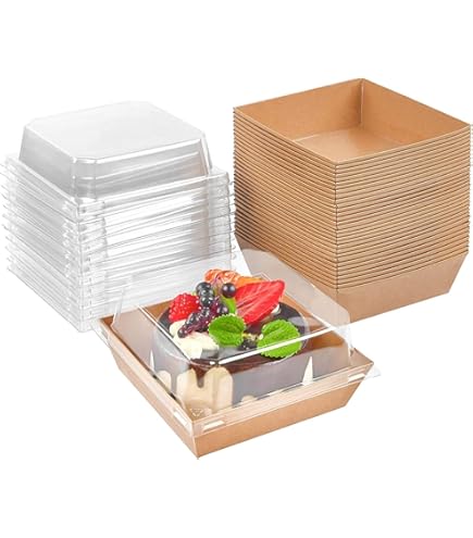 Kraftpapier-doos voor Voedsel, 20-Delige Afhaalsaladebox, Biologisch Afbreekbare Voedselcontainers, met Venster, Olie- en Waterbestendig, voor Sandwich, Cheesecake, Hamburger (900ml/32oz