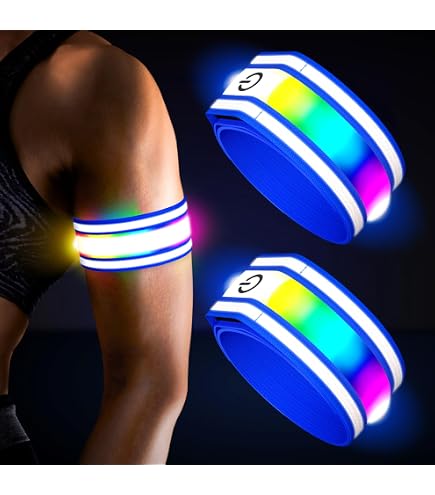Brassards LED Réfléchissants Rechargeables USB - 2 Pièces, 5 Couleurs, 3 Modes | Haute Visibilité Pour Running, Vélo, Randonnée Nocturne - 9