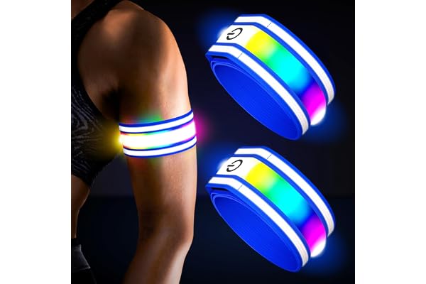 Ylzzrs Lot de 2 brassards à Del pour la Course à Pied, la Marche de Nuit, lumières Rechargeables pour Coureurs, équipement de Course réfléchissant Haute visibilité, Bracelets Lumineux réglables