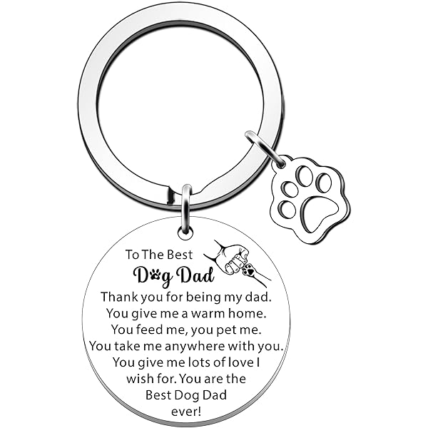 Cool Dog Dad Keychain - Stainless Steel Gift For Dog Lovers, Fathers Day & Birthday Presents