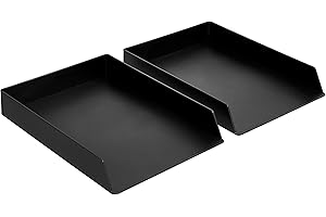 Amazon Basics Rettangolare Plastic Organizer Ripiano portacorrispondenza, confezione da 2, 24.6 x 5.6 x 33 cm, Nero