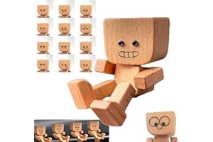 Pouway Shaking Santa Claus Figurine, 3.2inch Little Wooden Figure That Sways, Santa Design Wooden Feet Shaking Man, Car Dashboard Accessories, for Friends Familys (1PACK)