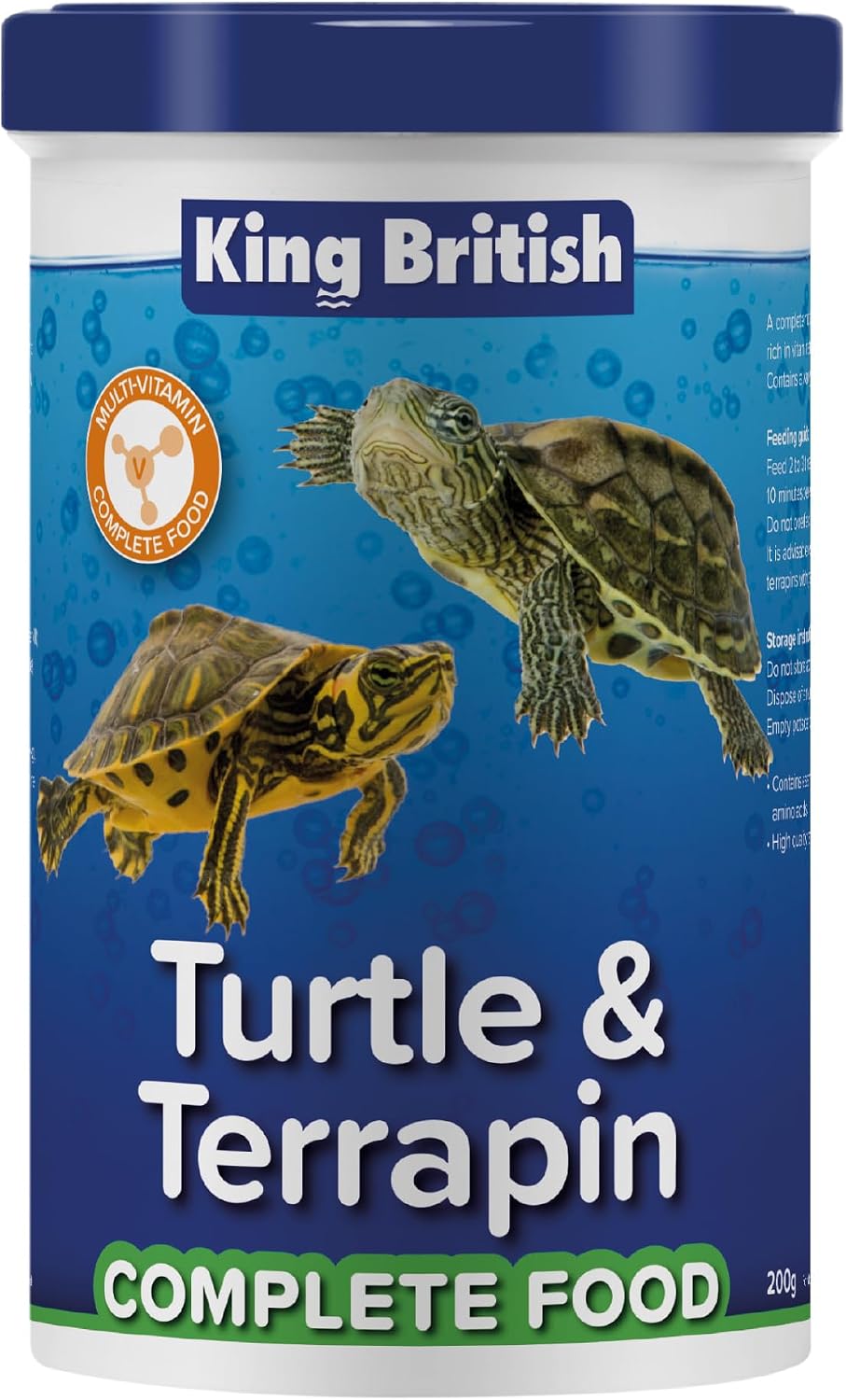 King British – Turtle & Terrapin Complete Food – 200g Tub – Rich in Vitamins & Minerals Natural Ingredients – Contains a Variety of Shrimp, Gammarus & Krill