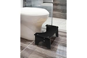 RayLove Sgabello fisiologico in bambù - Pedana WC in legno - Sgabello a forma di C resistente a 35 gradi - nero