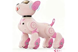 VATOS Control Remoto Perro Robot Juguete para Niños, voz de 2.4 GHz con sensores táctiles interactivos, más de 20 respuestas, modo de programa, juguete robótico STEM para niños niñas mayores de 3 años