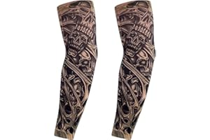 MIUNPRI Tattoo Sleeves for Men 2Pcs: Temporary Tattoo Nylon Sleeve Skulls rockstar punk - Fake Tattoo Sleeve Elastic 38cm for Cosplay Party Biker Sleevelet for Outdoor Sport