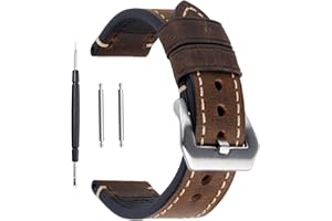 ‎BERFINE Berfine 20mm 22mm 24mm Rindleder Uhrenarmband Retro Vintage Uhrenband Schwarz Braun