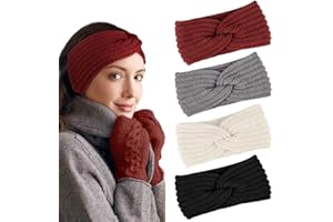PROPOG Winter Headbands for Women's Hair, Ear Muffs Women Girls Crochet Knitted Headband Comfy Soft Ear Warmers Ear Covering Head Bands Adult Women Winter Gifts