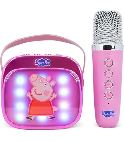 EKids Rainbow High Boombox Speaker With Microphone, Kids Karaoke Machine Built Music Flashing Lights
