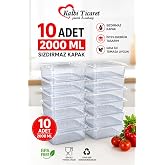 Kalbi Ticaret Plastic Storage Container 2000 gr 10 Plastic Lid Bowl Leak Proof Container Transparent Use Horse Bowl
