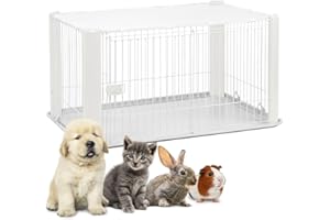 ‎IRIS OHYAMA Iris Ohyama Welpenauslauf mit abschließbarer Tür und abnehmbarem Dach, H60cm, Weiß, Katzengehege, Hundebox, Für Outdoor, Indoor, Welpenlaufstall, Hundezaun, Welpenzaun, Laufstall Hund, CLS-1130