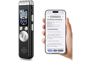 woeaozy Registrador de Voz AI - Registrador de Voz Profesional Portátil, Transcribe y Resume con Tecnología AI, Compatible con 256 Idiomas, Control de Aplicación