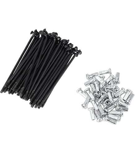 Ensemble de 72 Rayons de Vélo 14G 169mm, Rayons de Roue de Vélo en Acier au Carbone Noir