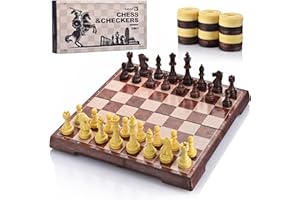 OkidSTEM 2 en 1 Magnético Juego de Ajedrez con Damas Tablero de Viaje Plegable Apto para Niños y Adultos