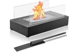 YAMVISA Table Top Fire Pit, Bioethanol Fireplace With 2 Windproof Glass Panels for Indoor & Outdoor Use丨Table Top Fire Bowl for Patios, Balconies, Camping, Indoor Gatherings