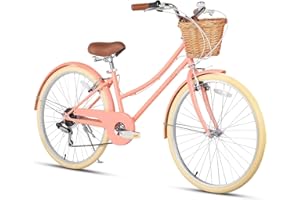 Glerc Missy 20" 24" 26" pollici Girl Cruiser 6 speed Hybrid city bike per bambini sopra i 6 anni con cestino in vimini leggero, vari colori