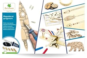 Kit de loisir créatif - Pyrogravure 5 embouts interchangeables - Maquette d'avion - Tour Eiffel - Ours - Dragon - Customisable feutres incl - Lovely Box Collector - Dès 8 ans - Sycomore - CRE5191
