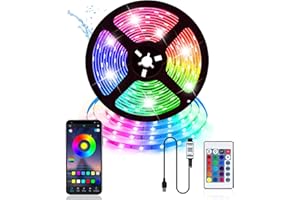 VINMOOOG Ruban LED 5m USB chambre bande leds decoration 5050 RGB Lumiere Bluetooth avec App Contrôle Ruban Auto-adhésif pour Chambre Maison Cuisine