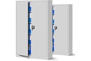 Jan Nowak Set di 2 Armadio da Ufficio XXL C001 II Archivio per Officina in Metallo Verniciato a polvere Chiudibile 185 cm x 115 cm x 40 cm (Grigio)