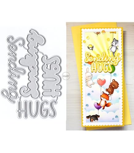 "Sending Hugs" Phrase Metal Cutting Dies Set – Card Making & Scrapbooking Embossing Templates, Photo Frame DIY Kit