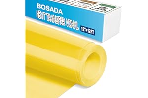 BOSADA Yellow Heat Transfer Vinyl,12"x12FT Iron on Vinyl,Yellow Htv Vinyl for T-Shirts,Pillow,Shoes,Bags and Hats(Yellow)