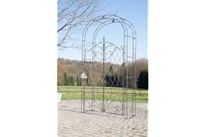 CLP Arche à rosiers en Fer Melissa avec Porte (Hauteur 150 cm); Hauteur Totale 220 cm, Couleur:Bronze