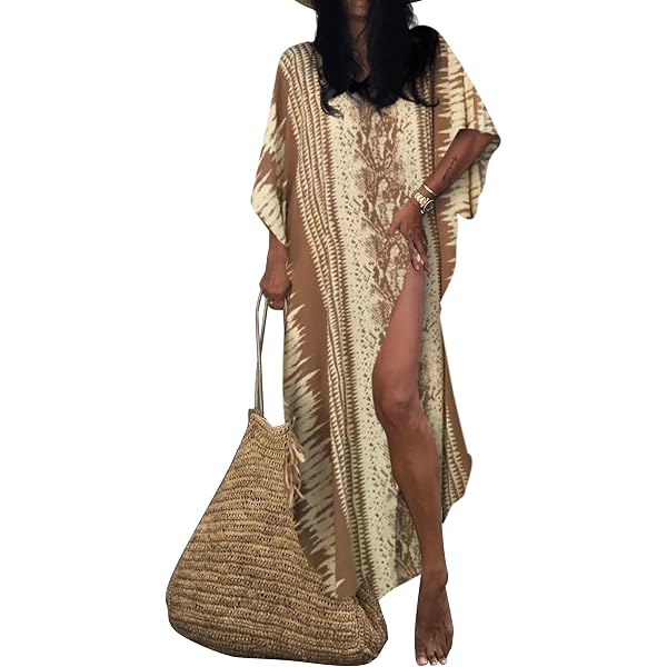 MEILING Women's Kimono Cardigan Cover Up - Tie-Front Belted Beach Robe Dress, Rayon Print (Size M)
