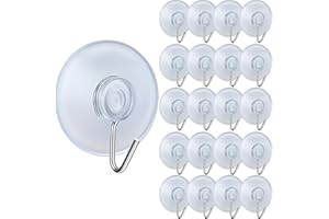 Lizzy 20-Pack Christmas Suction Hooks for Hanging Decorations – Heavy Duty Clear Window & Wall Hooks | Reusable Suction Cups for Lights, Wreaths & Ornaments | Indoor Outdoor Holiday Use